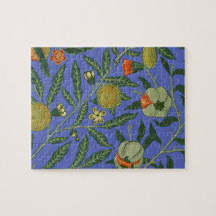 Vintage Botanical Pomegranate Pattern Wallpaper Jigsaw Puzzle
