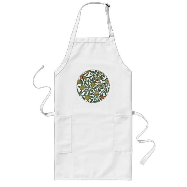Vintage Botanical Pomegranate Pattern Wallpaper Long Apron (Front)