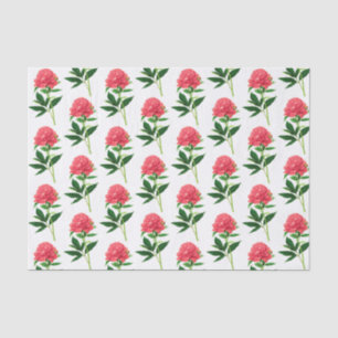 Vintage Botanical Print, Coral Pink Peony Tissue Paper