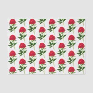 Vintage Botanical Print, Deep Red Peony Tissue Paper