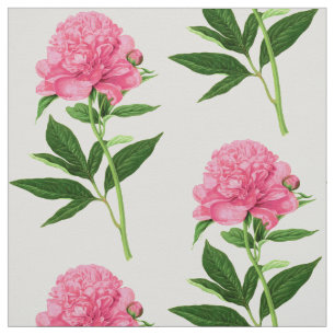 Vintage Botanical Print, Large  Pink Peony Fabric