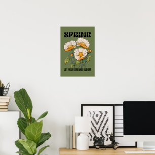 Vintage botanical print with a wildflower spring