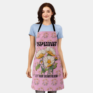 Vintage botanical print with a wildflower spring apron