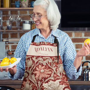 Vintage Botanical Retirement Gifts for Mom Red Apron