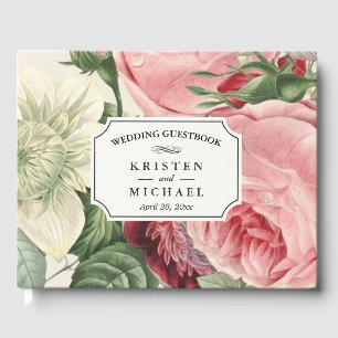 Vintage Botanical Rose Floral Elegant Wedding Guest Book