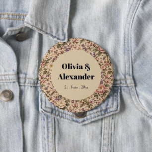 Vintage Botanical Rose Garden & Butterfly Pattern 10 Cm Round Badge