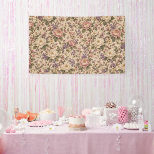 Vintage Botanical Rose Garden & Butterfly Pattern Banner