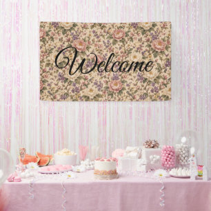 Vintage Botanical Rose Garden & Butterfly Pattern Banner