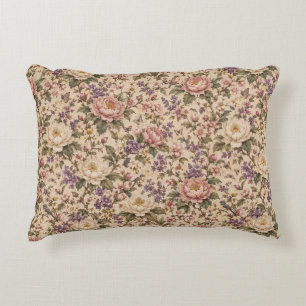 Vintage Botanical Rose Garden & Butterfly Pattern Decorative Cushion