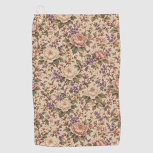 Vintage Botanical Rose Garden & Butterfly Pattern Golf Towel