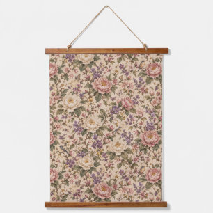 Vintage Botanical Rose Garden & Butterfly Pattern Hanging Tapestry