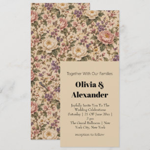 Vintage Botanical Rose Garden & Butterfly Pattern Invitation