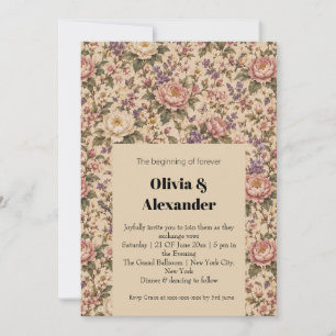 Vintage Botanical Rose Garden & Butterfly Pattern Invitation