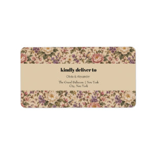 Vintage Botanical Rose Garden & Butterfly Pattern Label