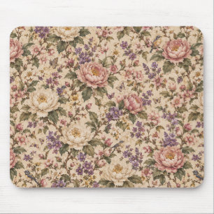 Vintage Botanical Rose Garden & Butterfly Pattern Mouse Mat