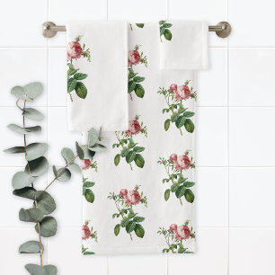Vintage Botanical Roses Monogram Bath Towel Set