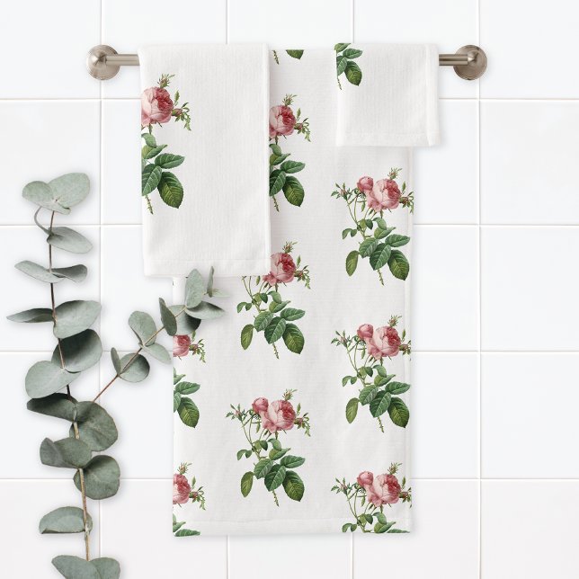 Vintage Botanical Roses Monogram  Bath Towel Set (Creator Uploaded)