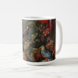 Vintage botanical scene birds flowers in paradise coffee mug