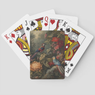 Vintage botanical scene birds flowers in paradise playing cards