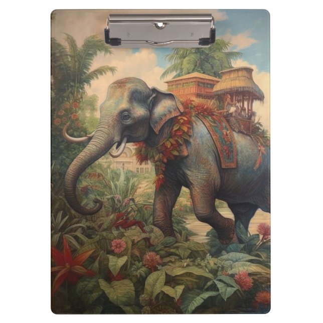 Vintage botanical scene elephant with howdah   clipboard (Front)
