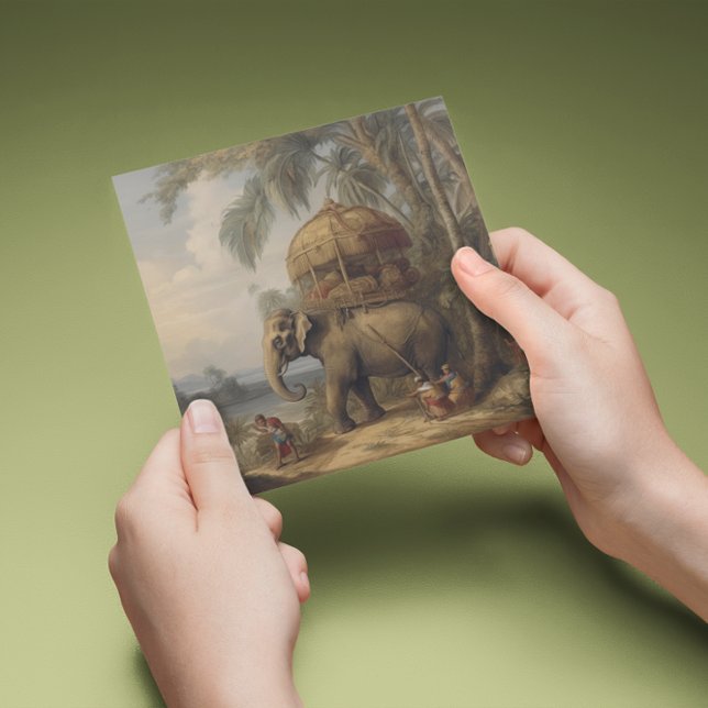 Vintage botanical scene elephant with howdah too  invitation (Creator Uploaded)