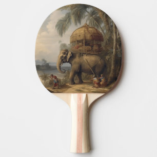 Vintage botanical scene elephant with howdah too  ping pong paddle