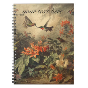 Vintage botanical scene hummingbirds customisable notebook