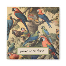 Vintage botanical scene parrots customisable 