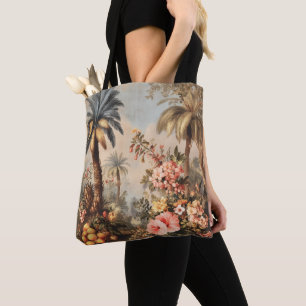 Vintage Botanical Scene with Palms Tote Bag