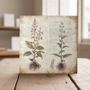 Vintage botanical scientific chart herbs tile