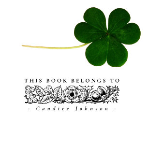 Vintage Botanical Shamrocks Custom Library Book Rubber Stamp