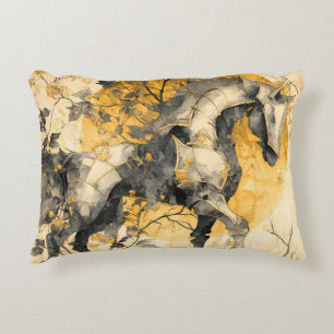 Vintage Botanical Spirit White Horse Floral Vines Decorative Cushion