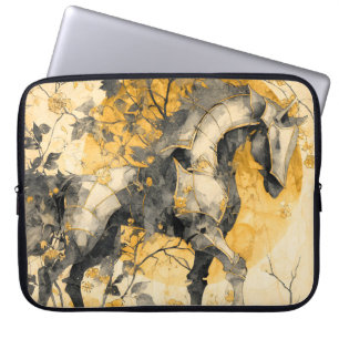 Vintage Botanical Spirit White Horse Floral Vines Laptop Sleeve