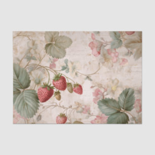 Vintage Botanical Strawberries Tissue Paper