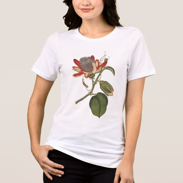 Vintage Botanical Study Passion Flower Tri-Blend Shirt (Front)