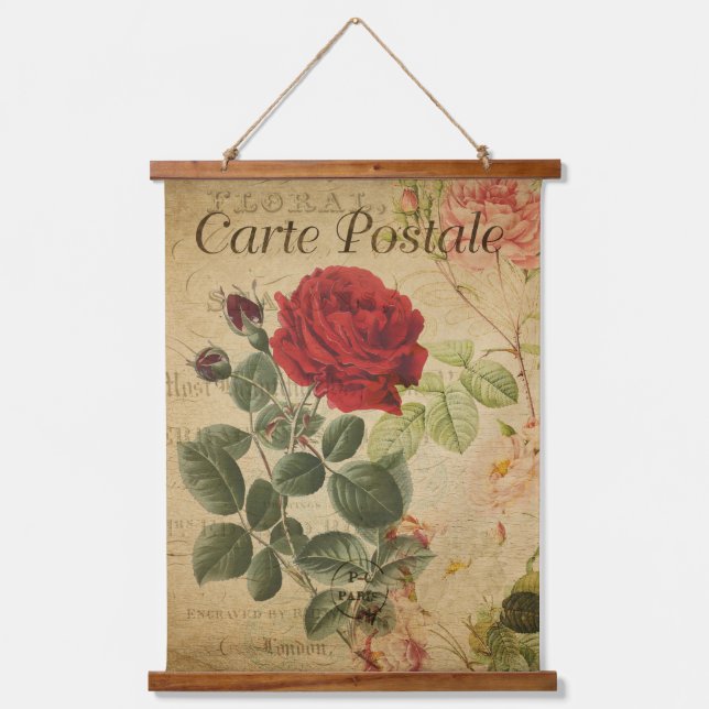 Vintage Botanical Tapestry - French Red Rose (Front)