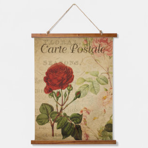 Vintage Botanical Tapestry - French Red Rose