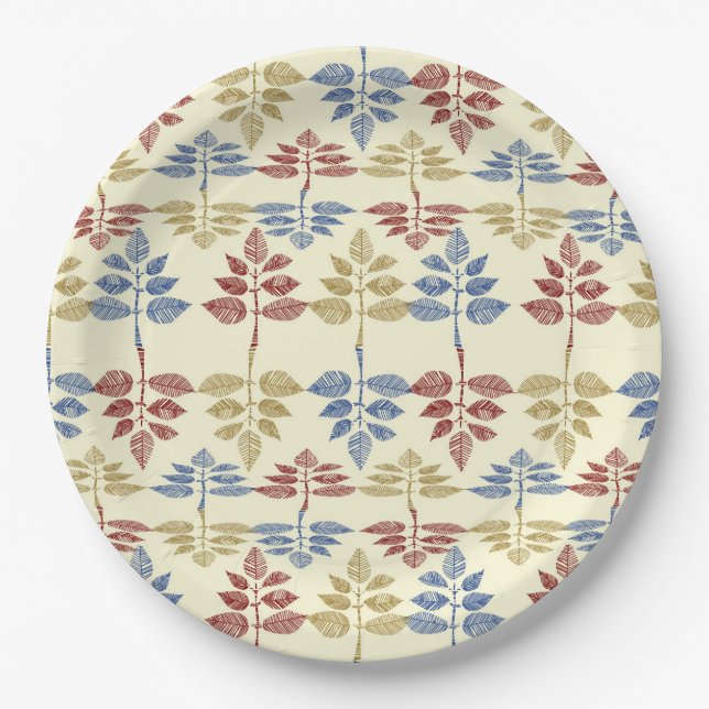 vintage botanical tapestry paper plate (Front)