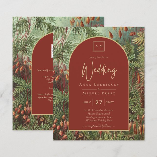 Vintage Botanical Terracotta Florals Arch WEDDING (Front/Back)