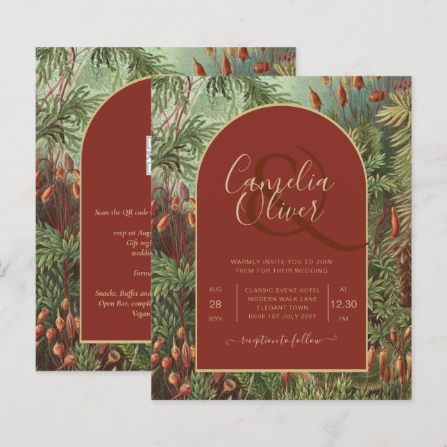 Vintage Botanical Terracotta Florals Arch WEDDING (Front/Back)