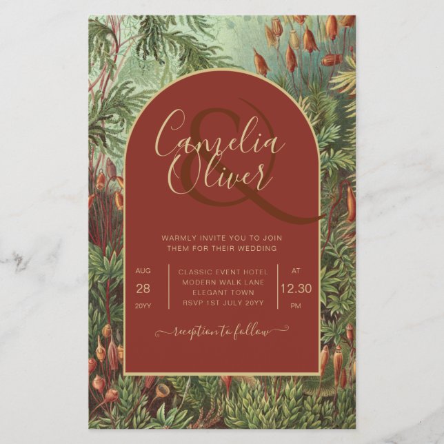 Vintage Botanical Terracotta Florals Arch WEDDING Flyer (Front)