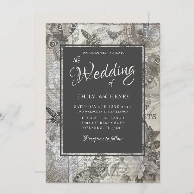 Vintage Botanical The Wedding of  Invitation (Front/Back)