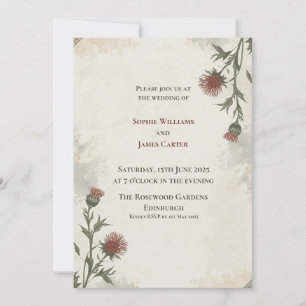 Vintage Botanical Thistle Wedding Invitation