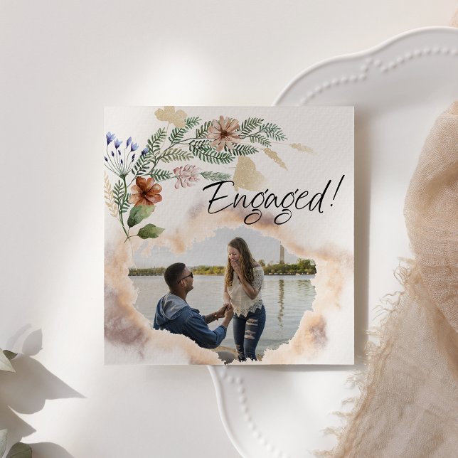 Vintage Botanical Tiny Floral Add Photo Engagement (Creator Uploaded)