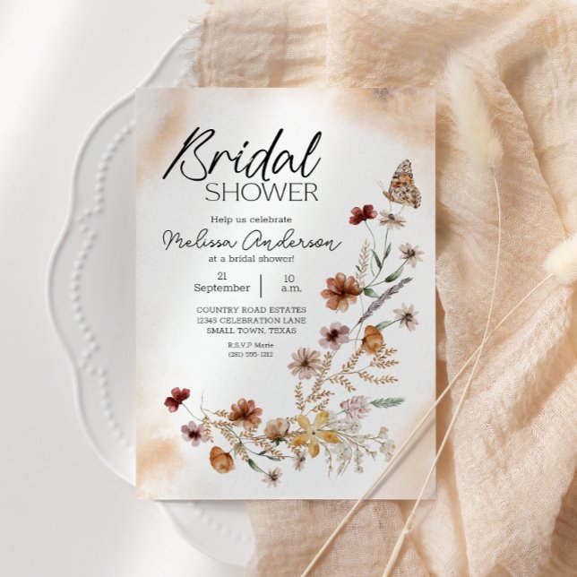 Vintage Botanical Tiny Floral Bridal Shower Invitation (Creator Uploaded)