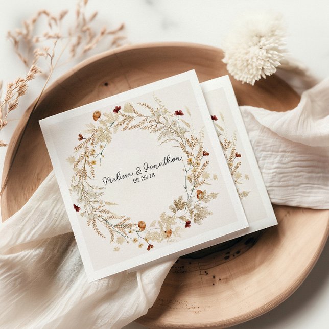 Vintage Botanical Tiny Floral Romantic Wedding Napkin (Creator Uploaded)