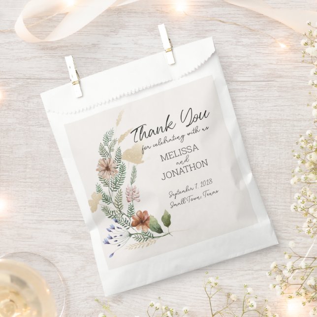 Vintage Botanical Tiny Floral Wedding Favour Bags (Clipped)