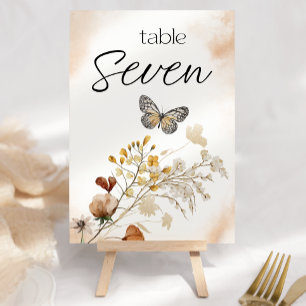 Vintage Botanical Tiny Floral Wedding Table Number