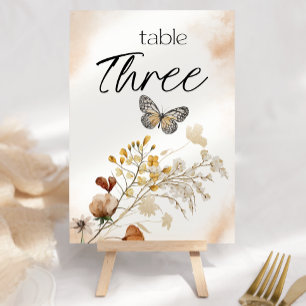 Vintage Botanical Tiny Floral Wedding Table Number