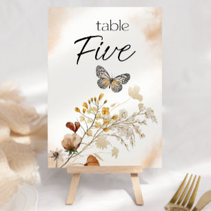 Vintage Botanical Tiny Floral Wedding Table Number